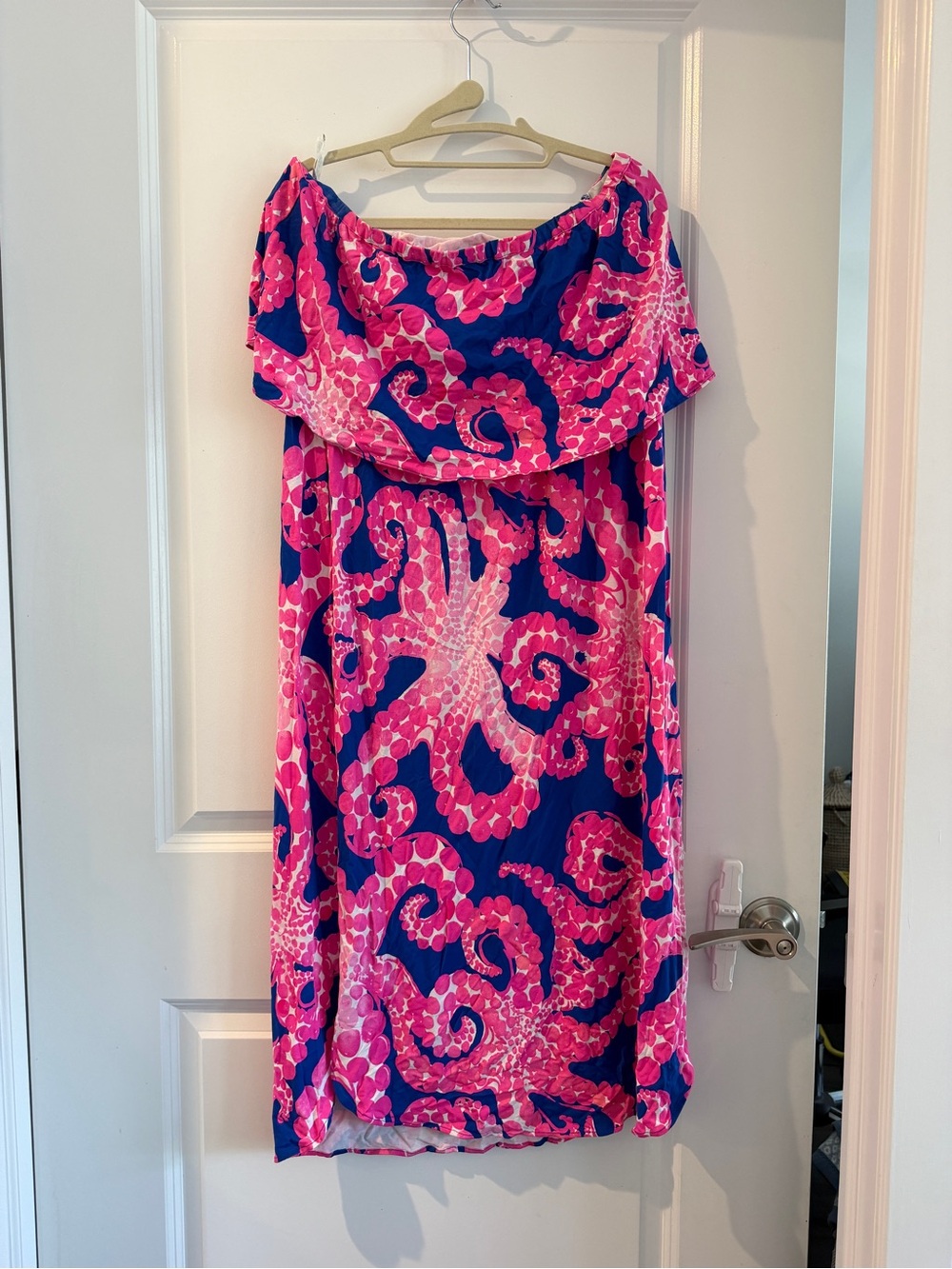 Lilly Pulitzer Strapless Dress in Hot Pink and Navy